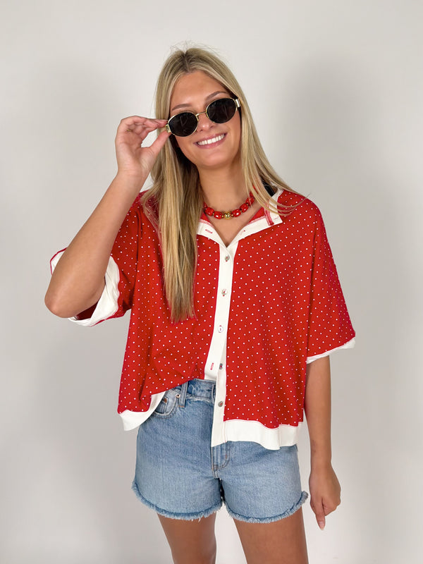 Ronnie Polka Dot S/S Cardigan