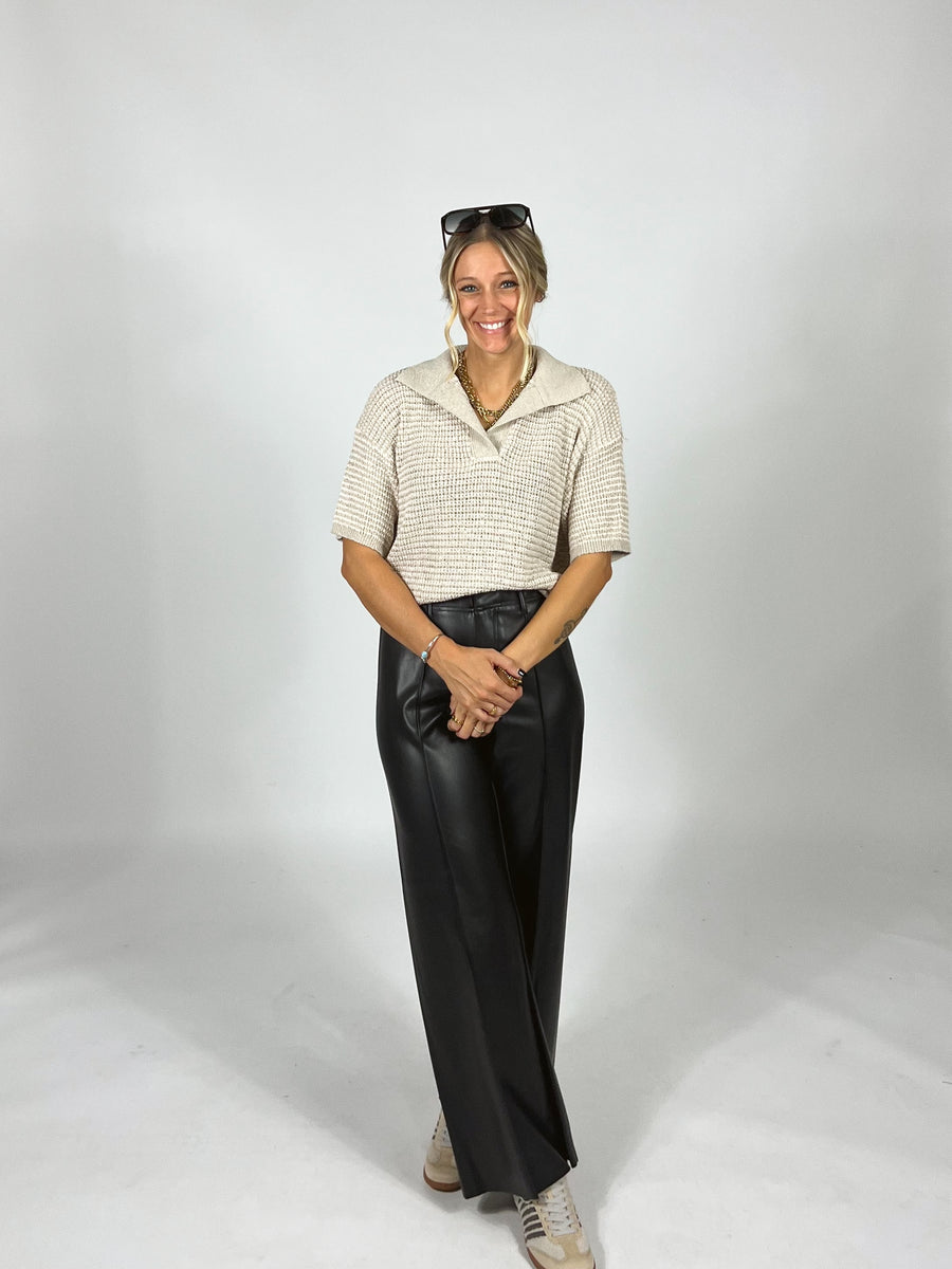 Rebel Pintuck Leather Pants