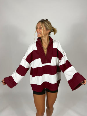 Big Leagues Striped Half Zip