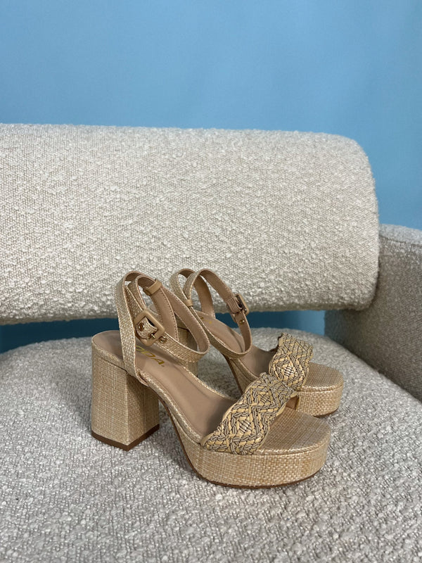 Amari Raffia Ankle Strap Heel