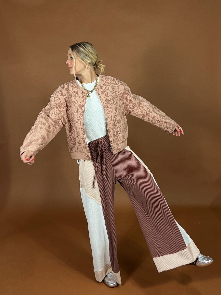 Patchwork Ribbed Pants