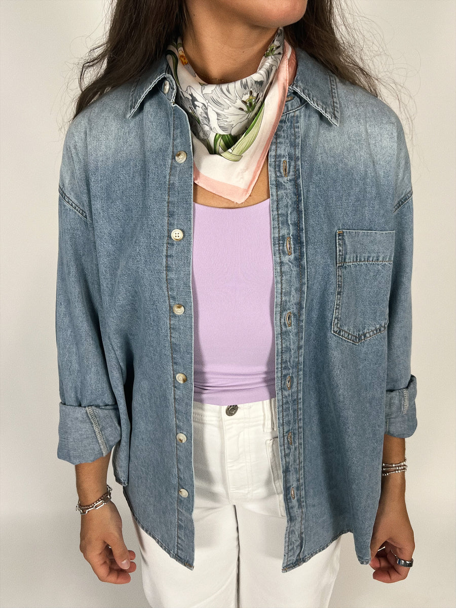 Don't Worry Denim Button Up