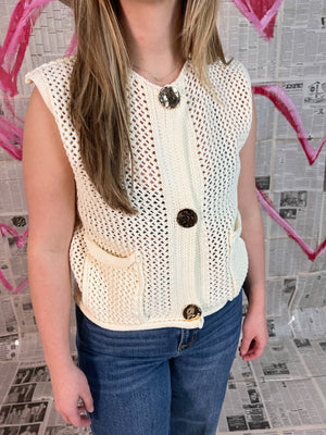 Knit Gold Button Vest