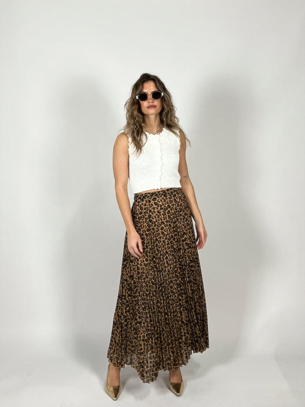 Posie Pleated Leopard Skirt