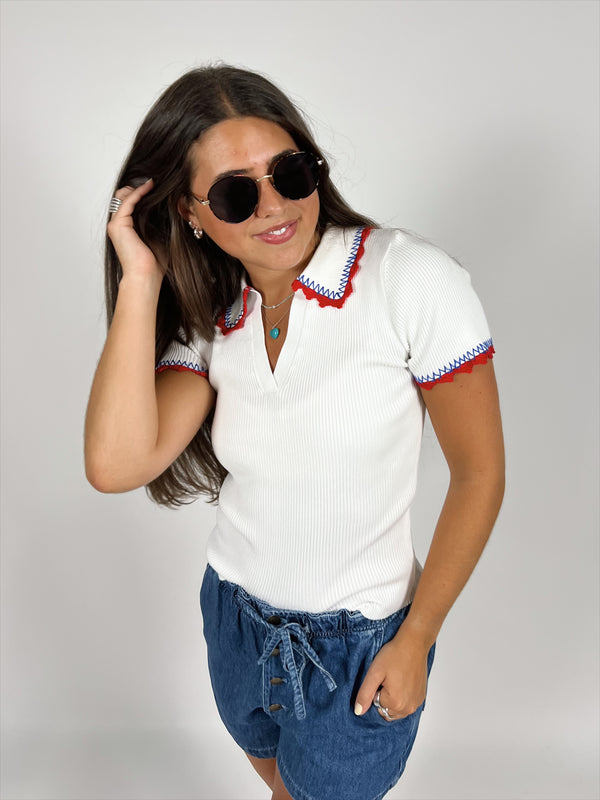 Firecracker Collar Knit Top