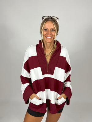 Big Leagues Striped Half Zip