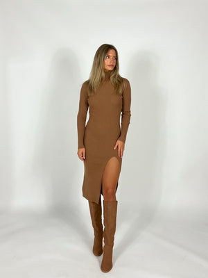 Cameron Camel Ribbed Dress