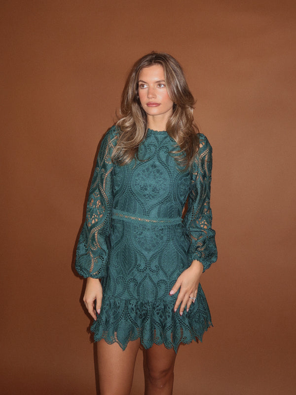 Emerald Lace Mini Dress