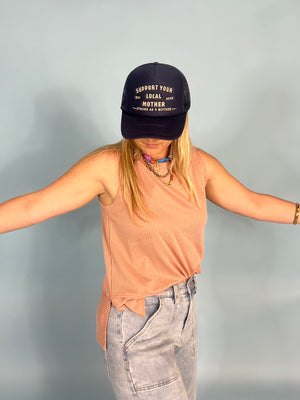 Cloudy Round Neck Ribbed Tank