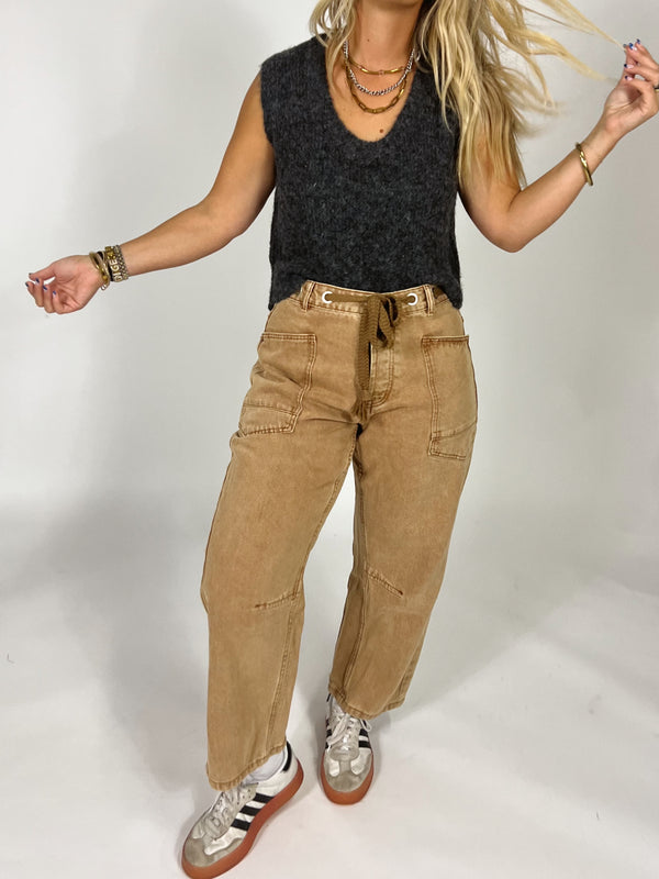 Tan Utility Barrel Leg Pant