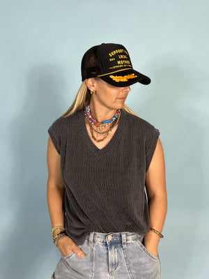 Cloudy Ribbed V-Neck Tank