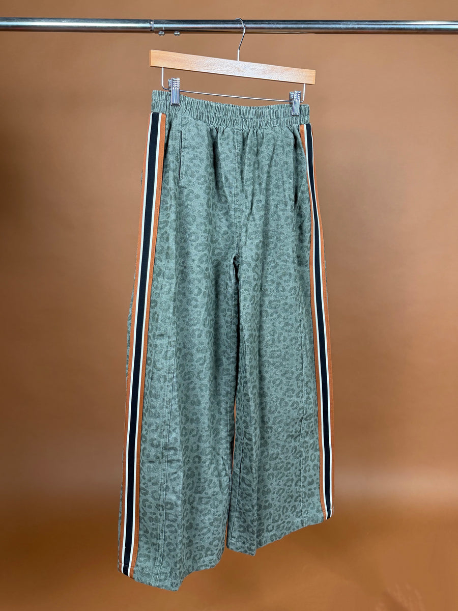 Olive Leopard Wide Leg Pant