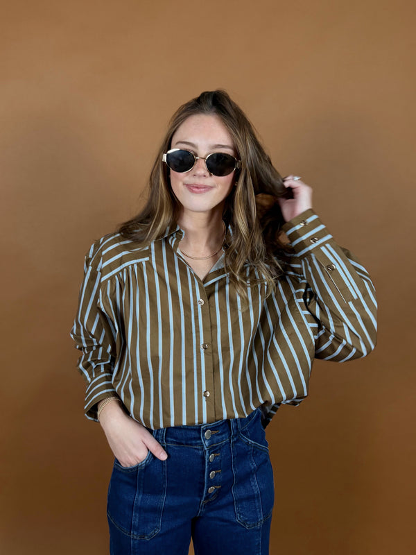 Oxford Stripe Button Up