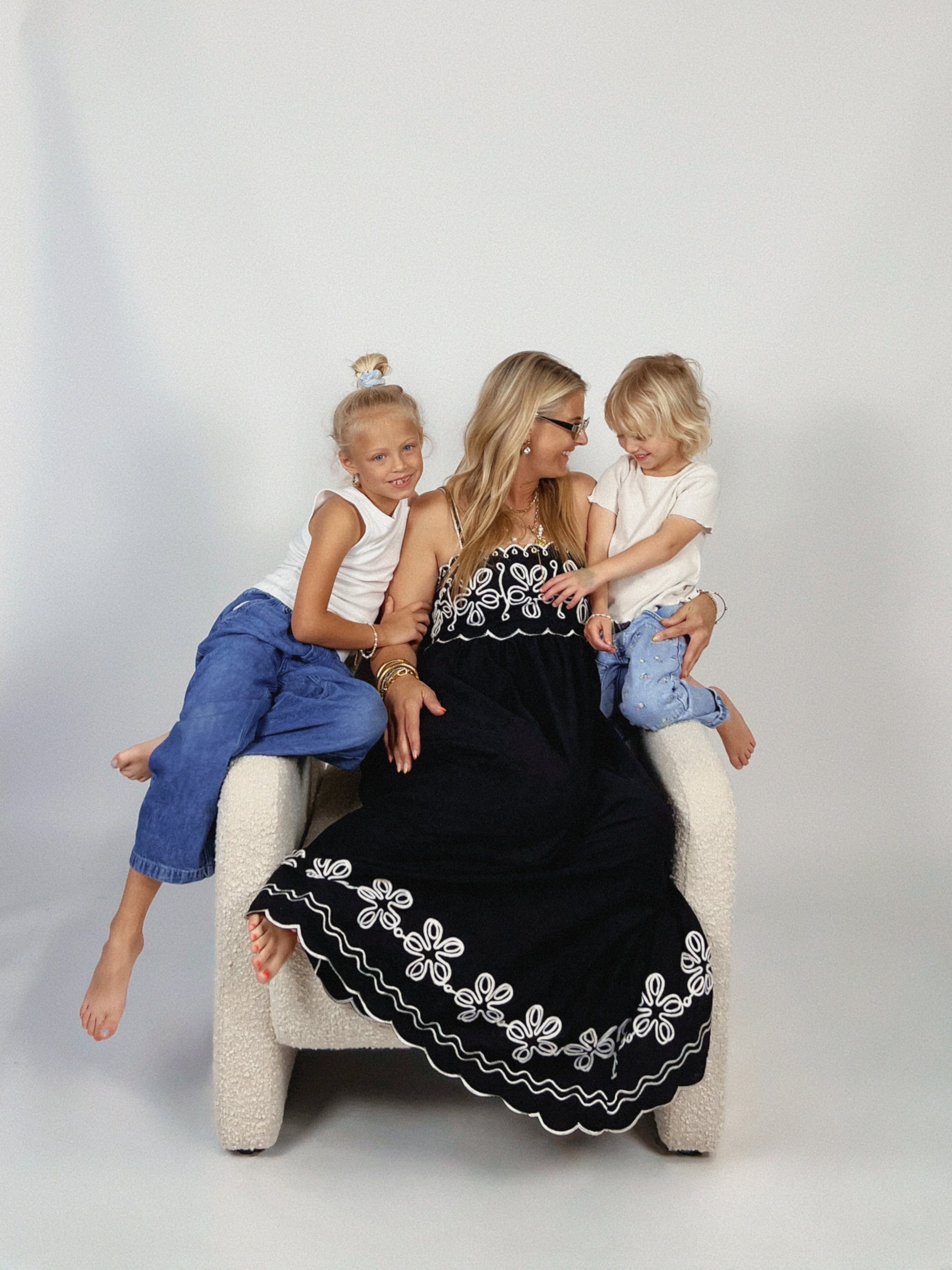 Midnight Embroidered Gauze Dress