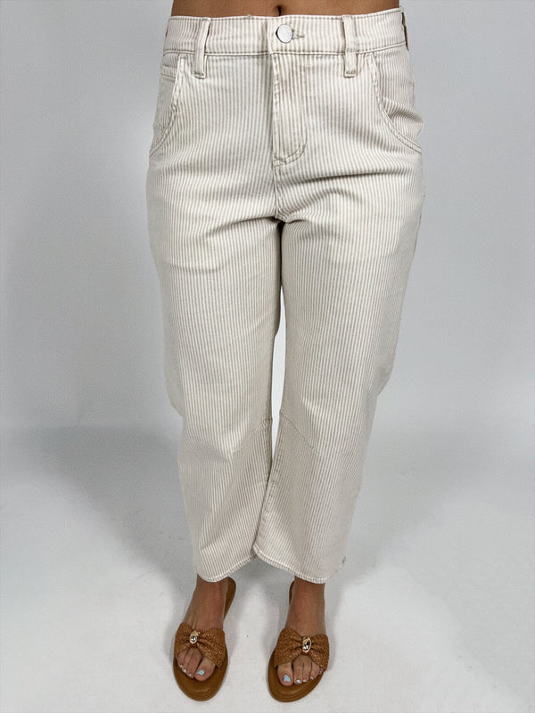Lasso Barrel Leg Denim | Sand Stripe