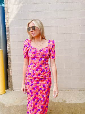 Formal Floral Midi Dress