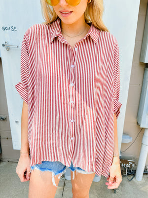 Printed Vacation Button Down