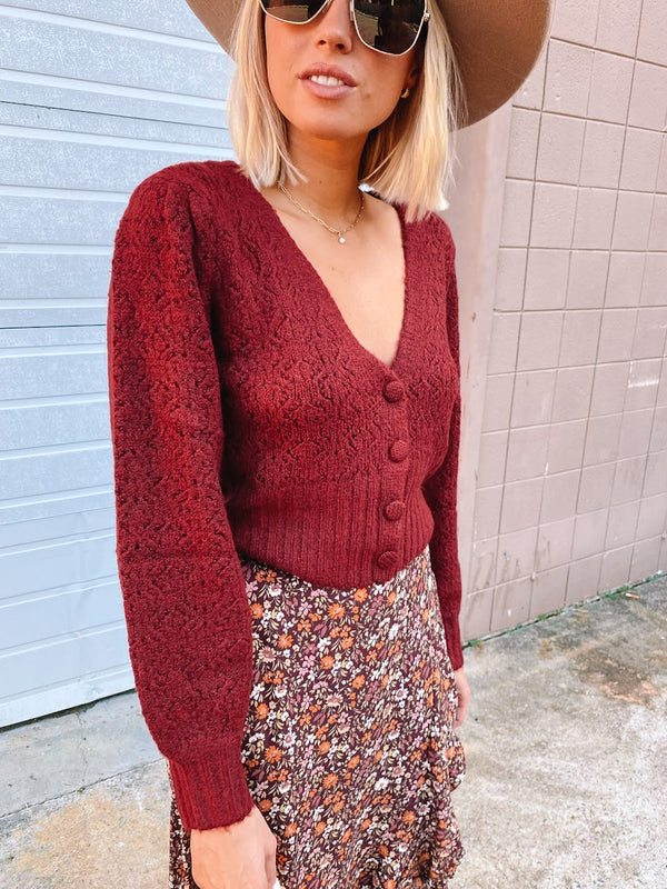 Cranberry Cropped Sweater