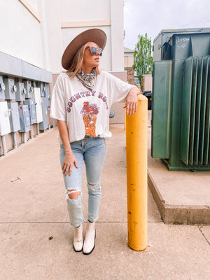 Country Rose Distressed Graphic Tee