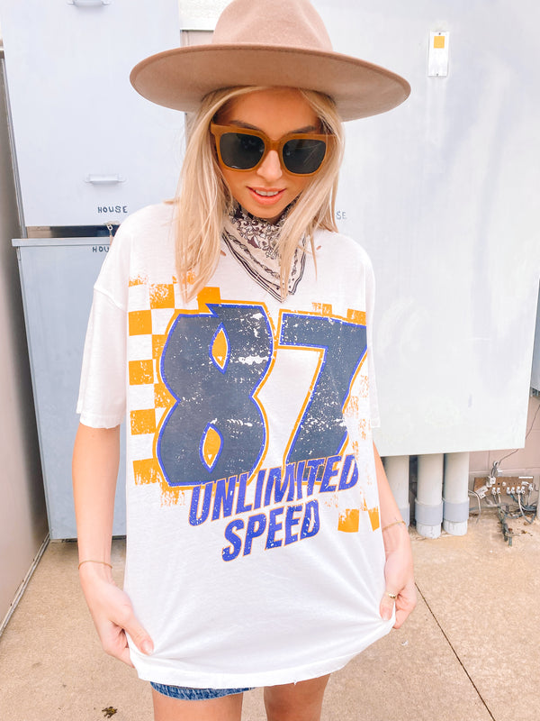 Unlimited Speed 87 Distressed Graphic Tee