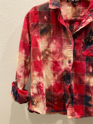 KIDS : Red Acid Wash Flannel : size Large