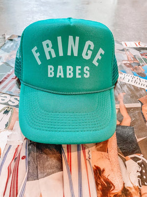 FRINGE BABES Trucker Hat - TEAL w Light Blue