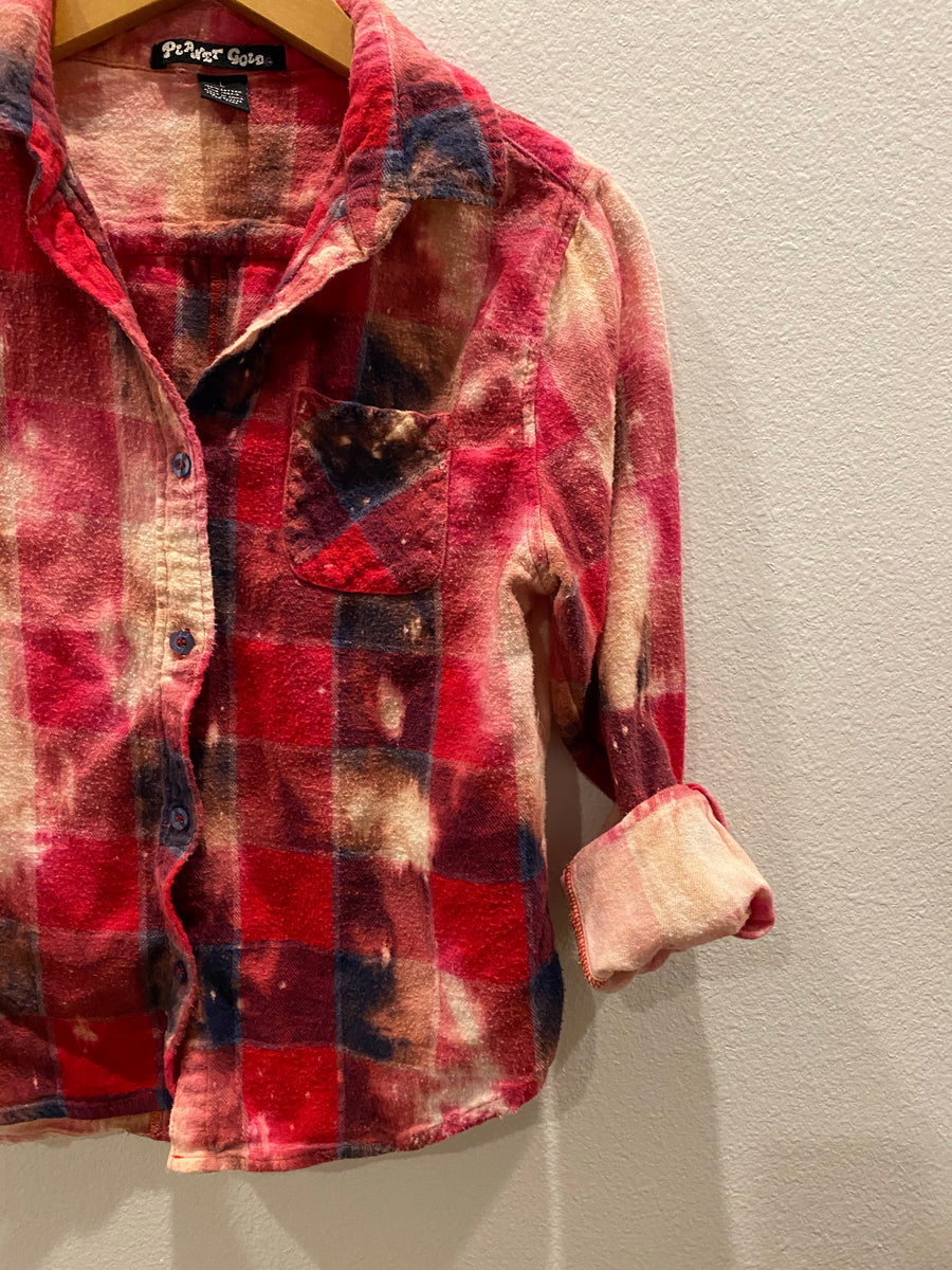 KIDS : Red Acid Wash Flannel : size Large