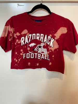 KIDS : Razorback Football Crop Tee : large  (#147)