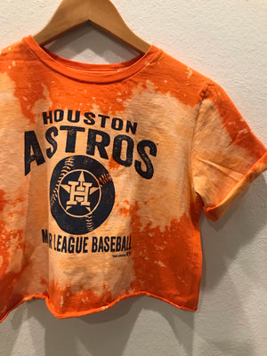 KIDS : Houston Astros Acid Wash Crop Hem Tee ((#146)